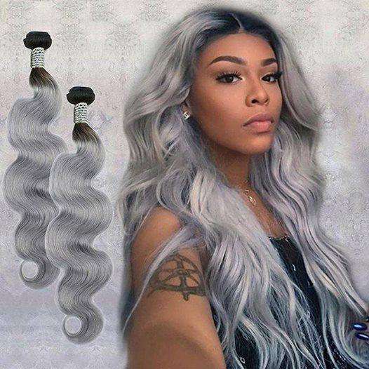 Ashimary Hair Ombre Grey Hair Bundle Body Wave 100% Human Hair