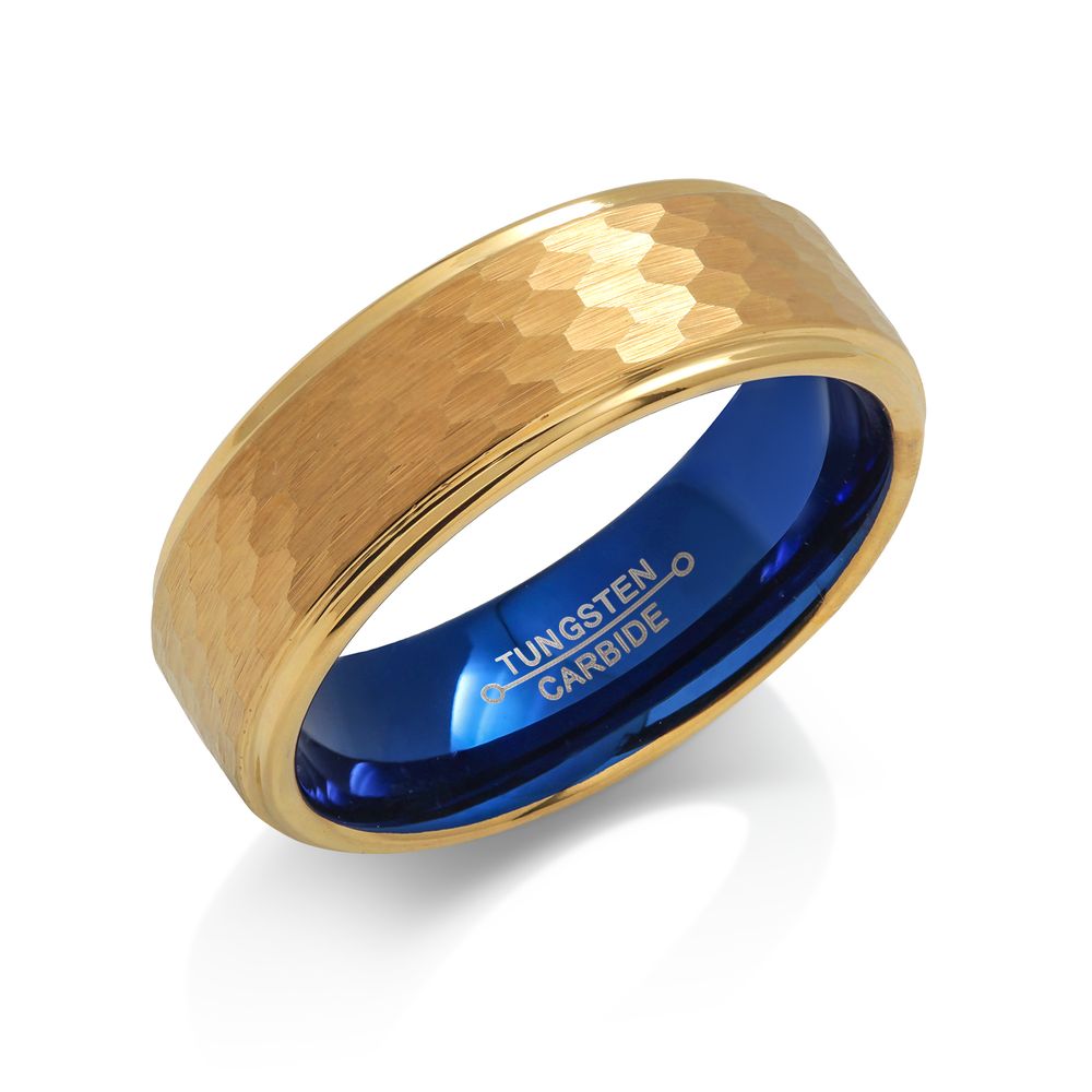 Azury 8mm Tungsten Carbide Unisex Band Rings - GOLD STYLE SIZE 13