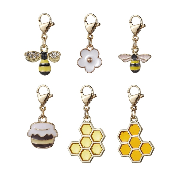 Bee & Honeycomb & Flower & Honey Jar Alloy Enamel Pendant Decorations