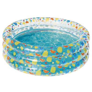 Bestway® Kids' 59 x 21-Inch Tropical 3-Ring Paddling Transparent Inflatable Pool