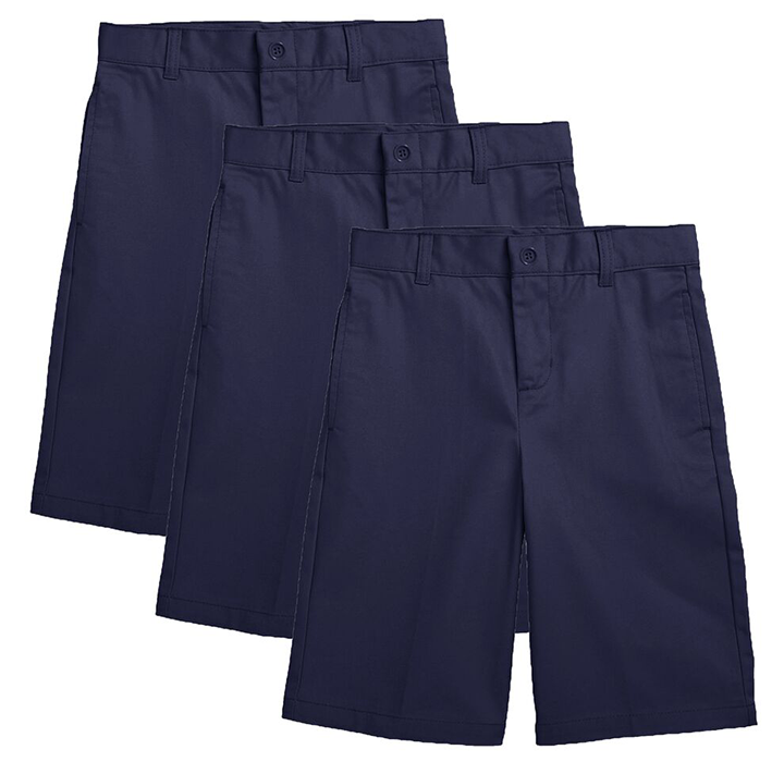 Boys' Flat-Front Twill School Uniform Shorts (3-Pack) - Navy & Navy & Navy - Size 14