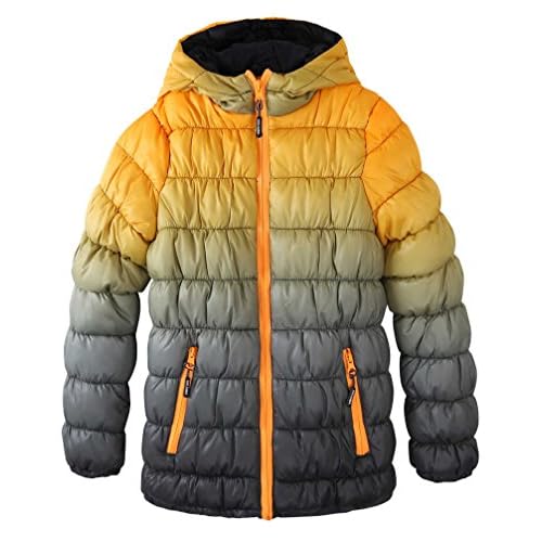 Boys Puffer Hood Jacket: Kids Waterproof Lightweight Packable Zip Padded Outerwear 7-8 Years Black