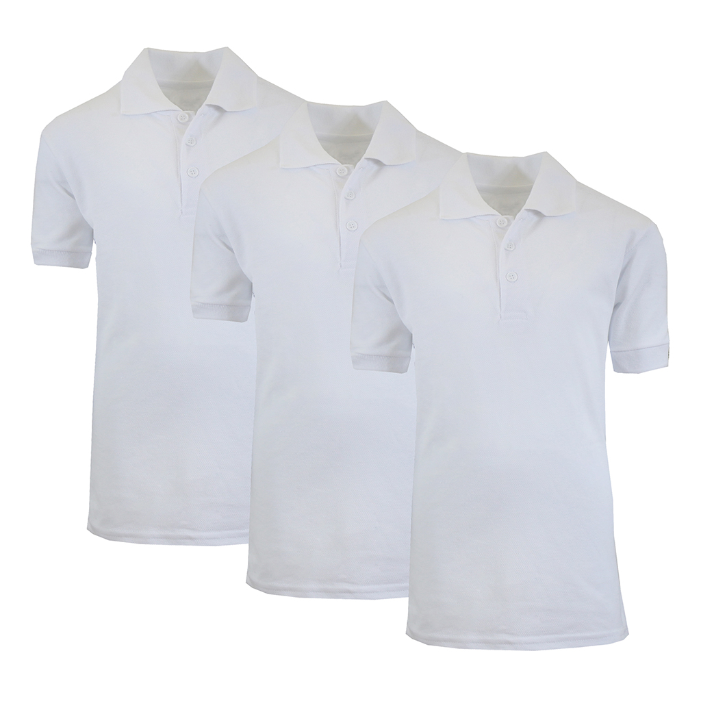 Boys' School Uniform Polo (3-Pack) - XBE-81-W-W-W/10