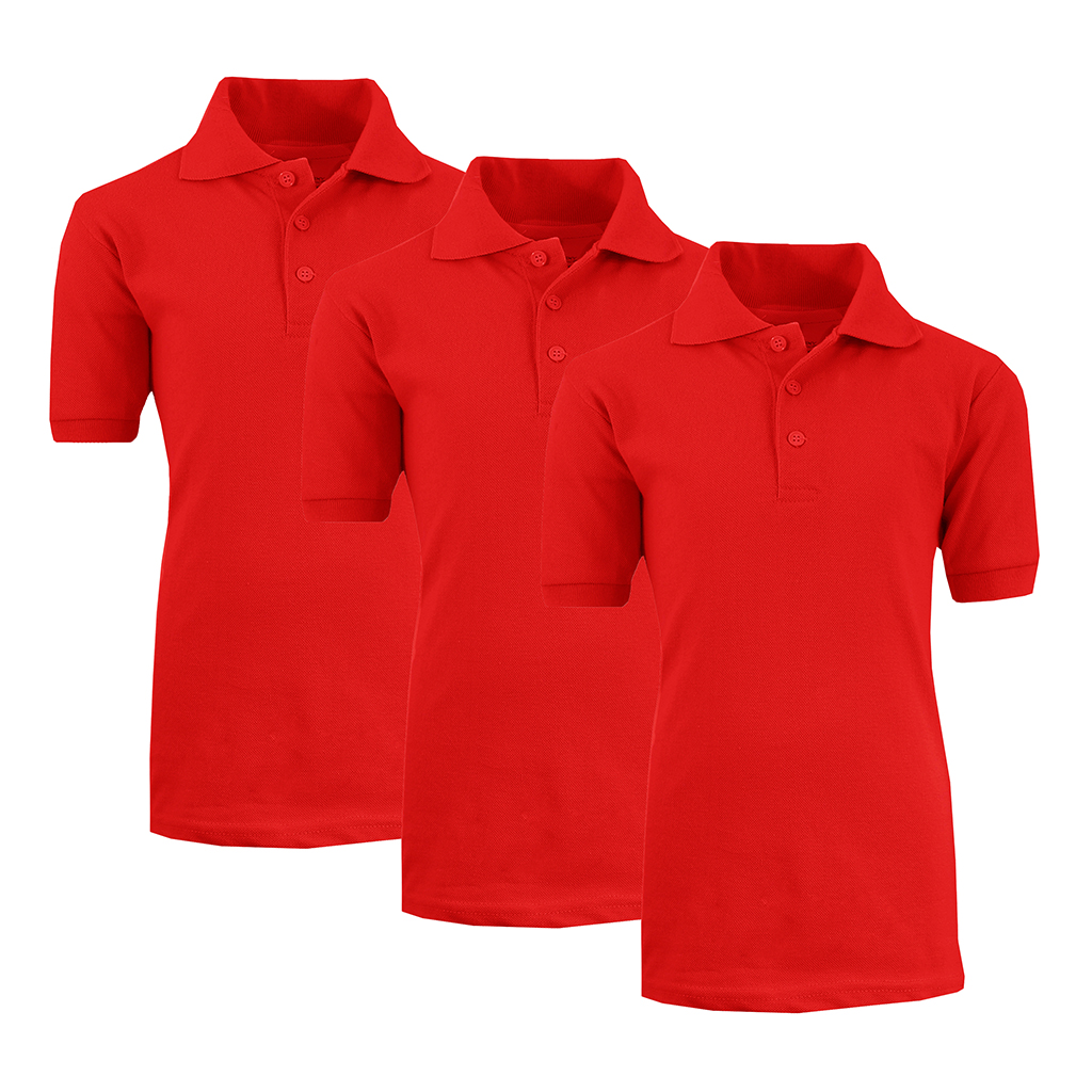 Boys' School Uniform Polo (3-Pack) - XBE-84-RD-RD-RD/5