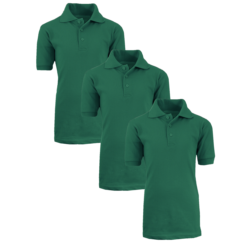 Boys' Short Sleeve School Uniform Pique Polo Shirts (3-Pack) - 3-Pack Hunter - Size 14