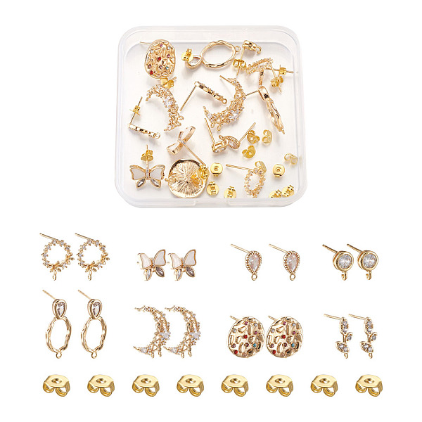 Brass Clear Cubic Zirconia Stud Earring Findings