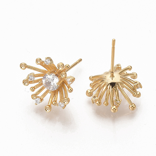 Brass Clear Cubic Zirconia Stud Earrings