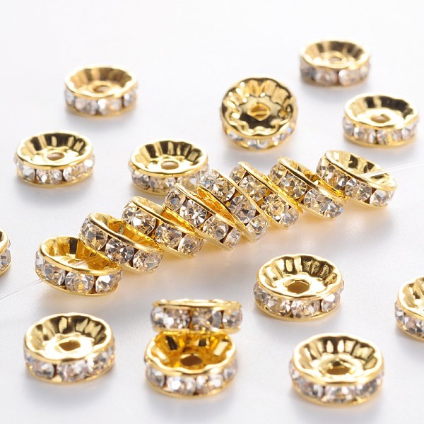 Brass Grade A Rhinestone Spacer Beads