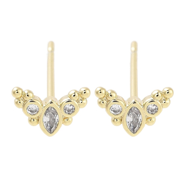 Brass Pave Clear Cubic Zirconia Stud Earring