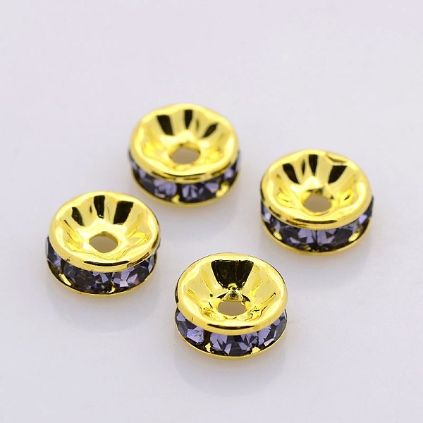 Brass Rhinestone Spacer Beads