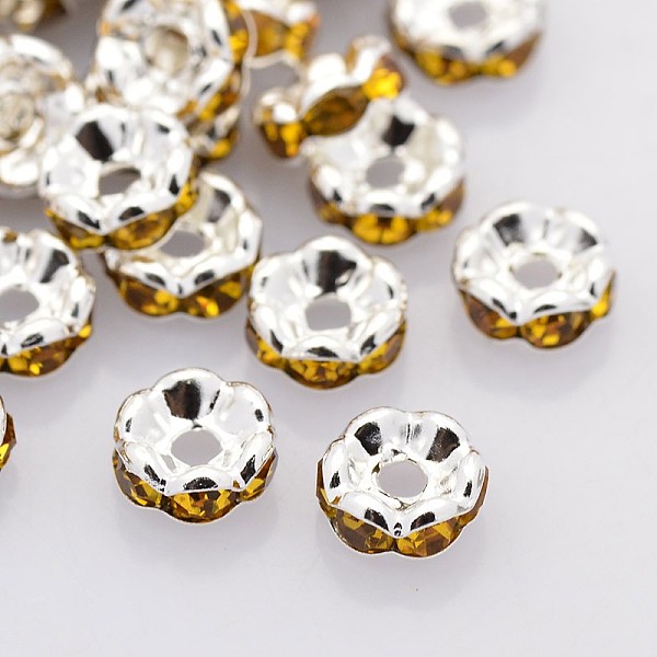Brass Rhinestone Spacer Beads