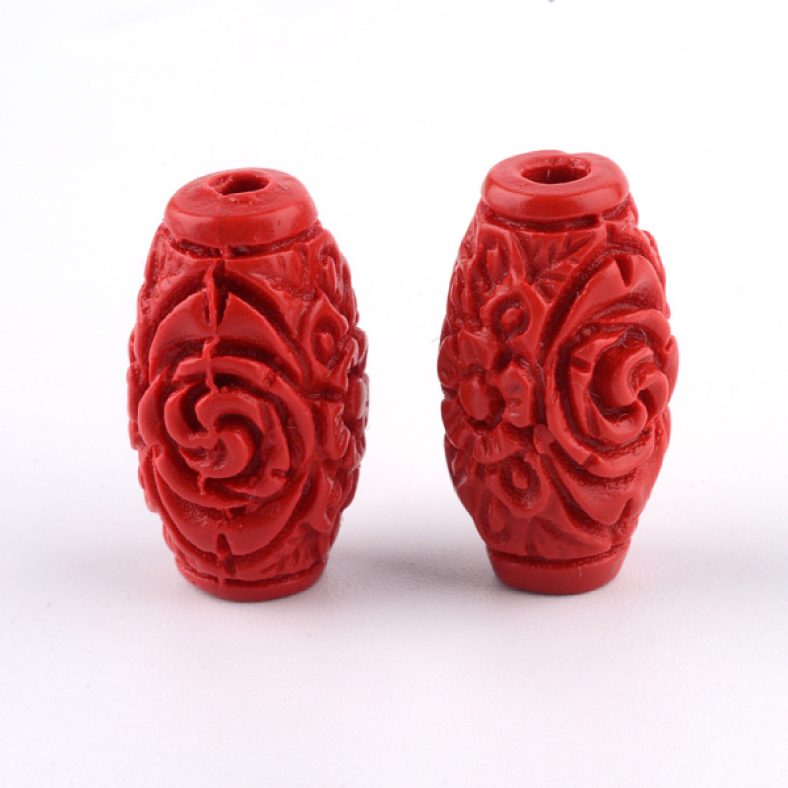 Cinnabar Beads, Flower, FireBrick, 20x20x10mm, Hole: 2mm