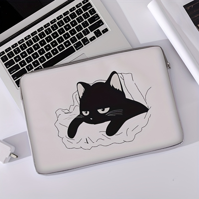 Cat Pattern Print Laptop Bag, Simple Briefcase, Laptop Protective Case, Computer Soft Laptop Case Tablet Commuter Briefcase, Document Storage Bag, School Bags, Valentines Gifts