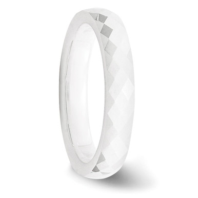 Ceramic White Faceted Band - Size 5