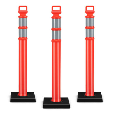 Costway 45'' Traffic Delineator Post with Reflector (3-Pack)