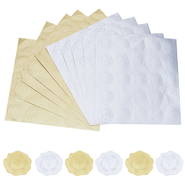 CRASPIRE 12 Sheets 2 Colors Paper Adhesive Flower Wax Seal Stickers