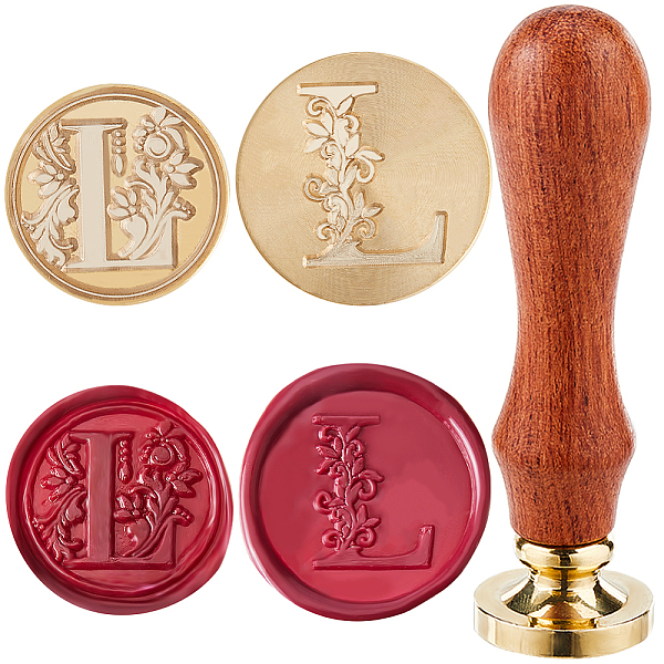 CRASPIRE 2Pcs 2 Styles Golden Tone Brass Wax Seal Stamp Head