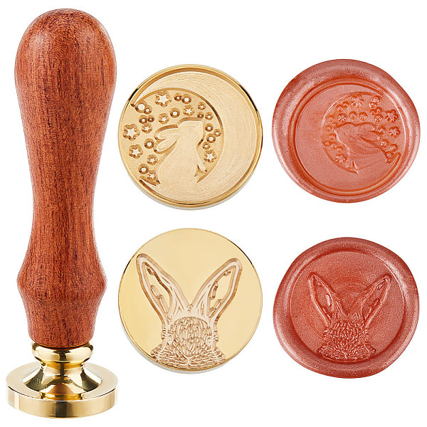 CRASPIRE 2Pcs 2 Styles Golden Tone Brass Wax Seal Stamp Head