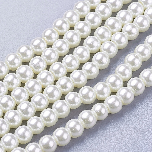 Creamy White Glass Pearl Round Loose Beads For Jewelry Necklace Craft Making