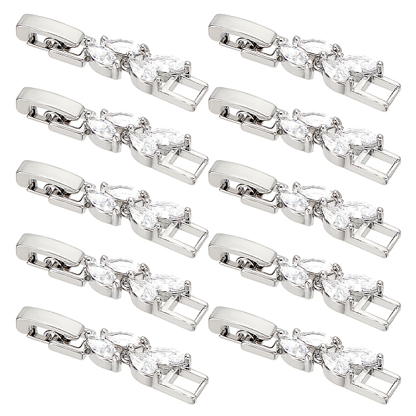 DICOSMETIC 10Pcs Brass Clear Cubic Zirconia Watch Band Clasps