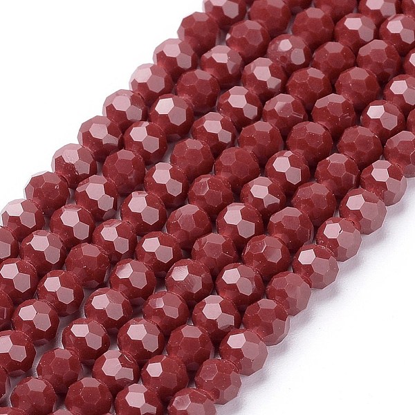 Faceted(32 Facets) Round Glass Beads Strands