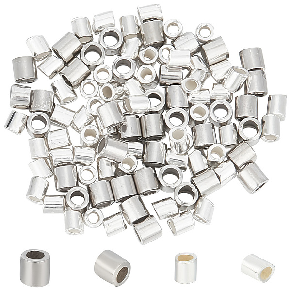 GOMAKERER 100Pcs 2 Styles 925 Sterling Silver Tube Beads