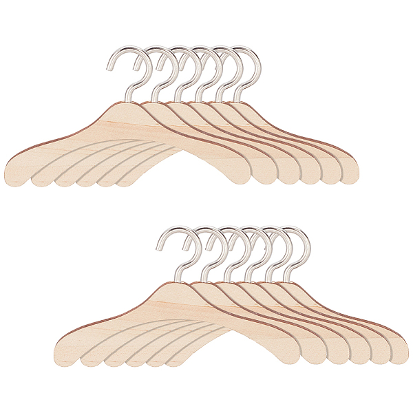 Gomakerer 12 Stück Puppenkleiderbügel aus Holz