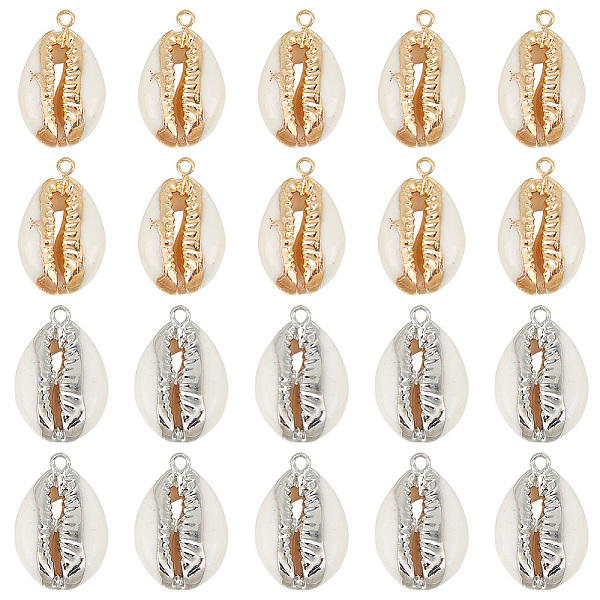 GOMAKERER 20Pcs 2 Styles Cowrie Shell Pendants