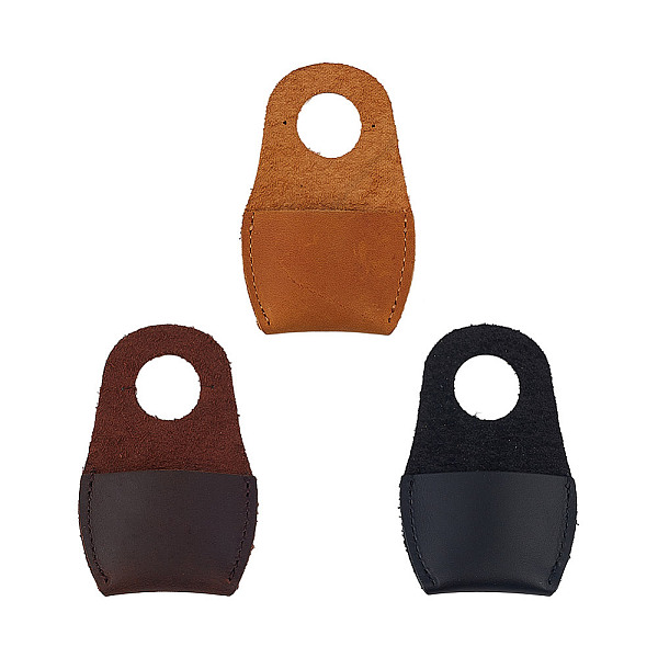 GOMAKERER 3Pcs 3 Colors Cowhide Thumb Protector for Woodwork Carving