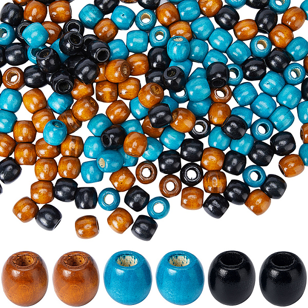 Gorgecraft 180Pcs 3 Colors Natural Wood Dyed Beads