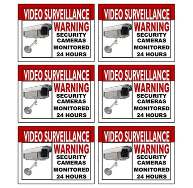 Home Security Camera Warning Sticker (6-Pack)