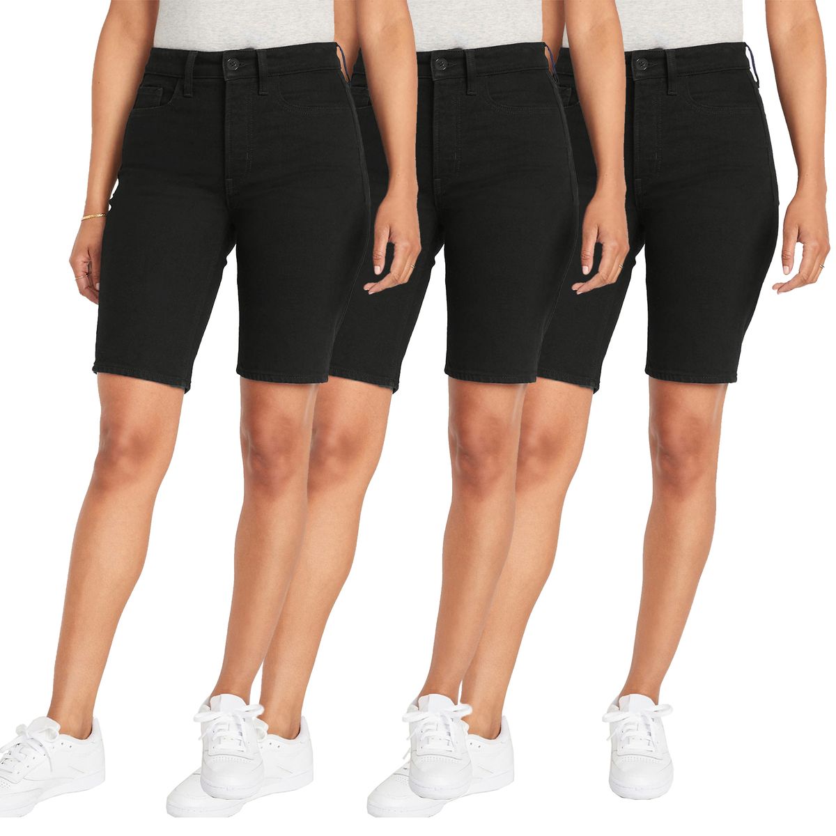 Juniors' School Uniform Super Stretch Bermuda Shorts (1 or 3-Pack) - (3-PK) S/BRSS-BK - 15/16