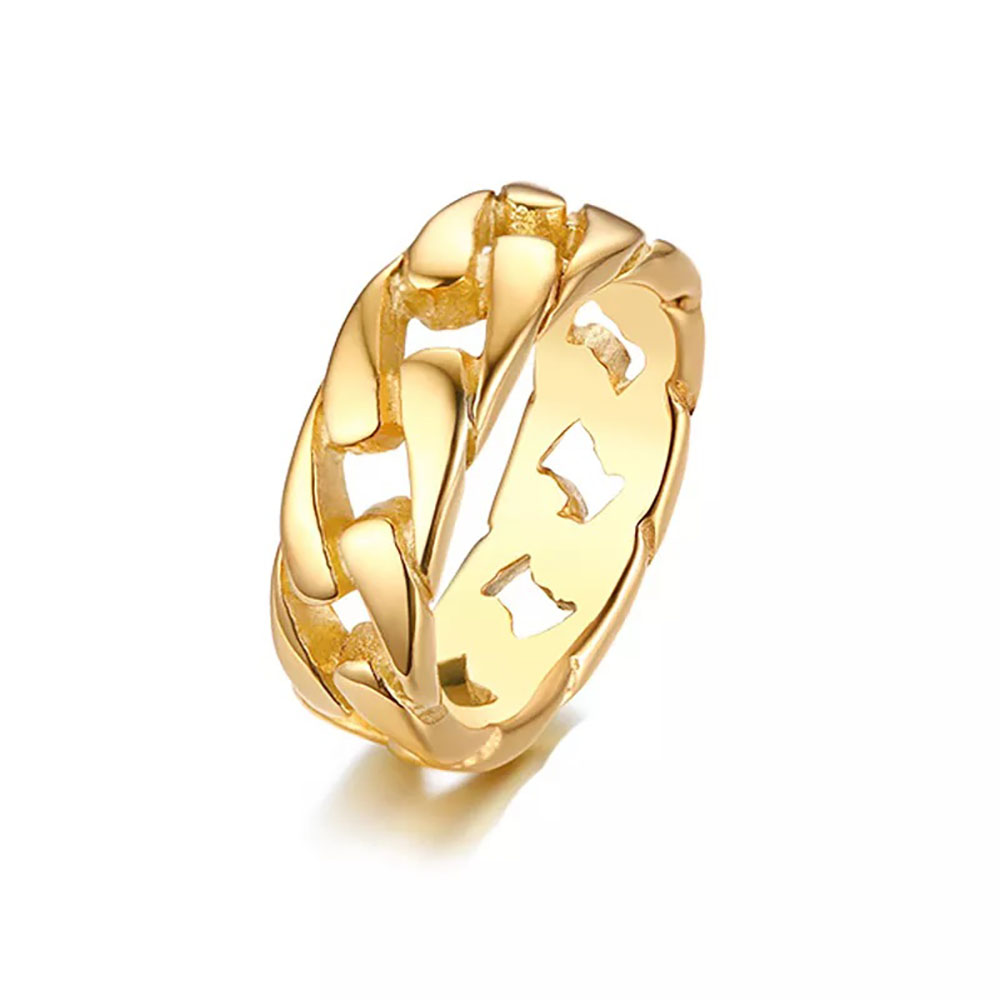 Link Chain Stainless Steel Ring - GOLD SIZE 11