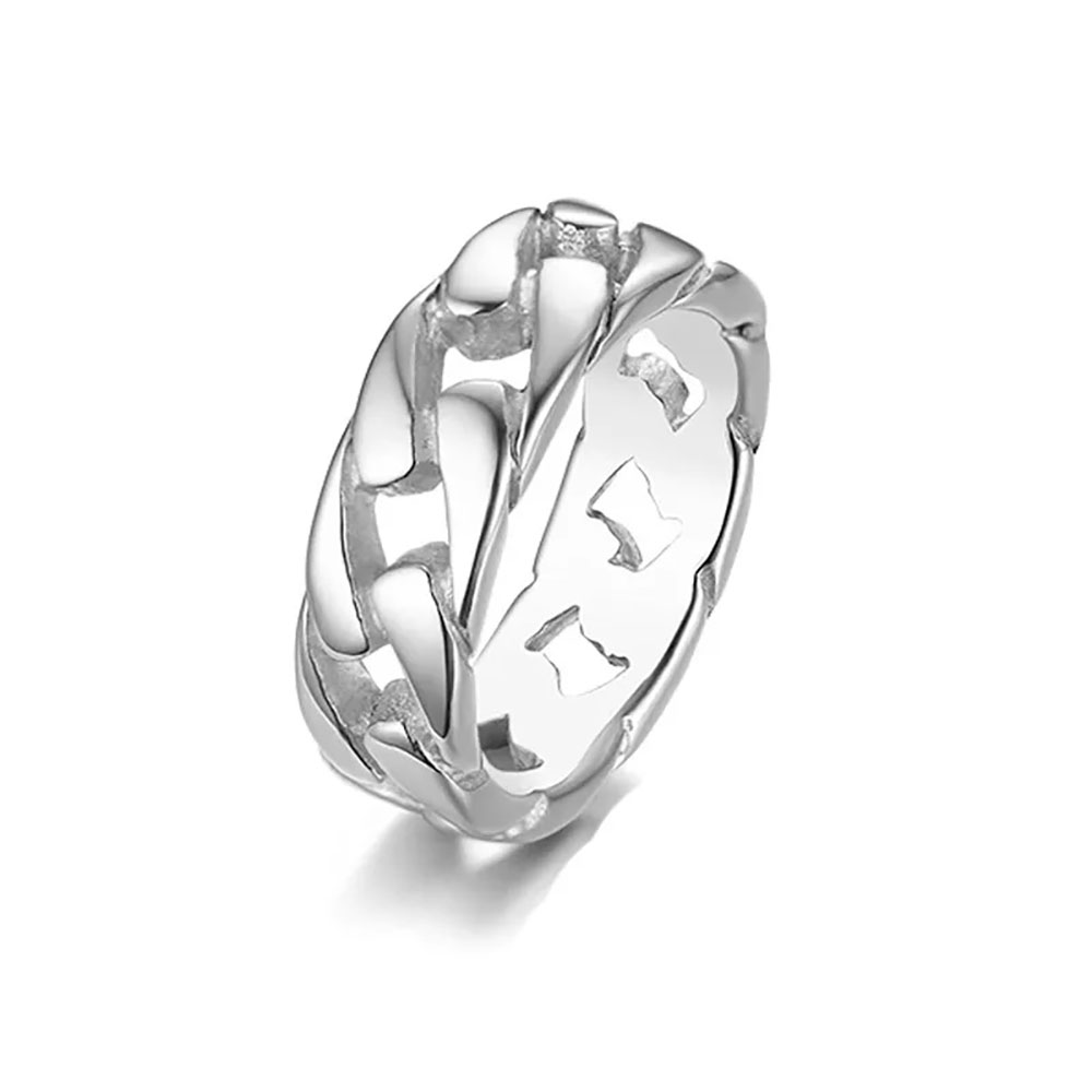 Link Chain Stainless Steel Ring - WHITE SIZE 12