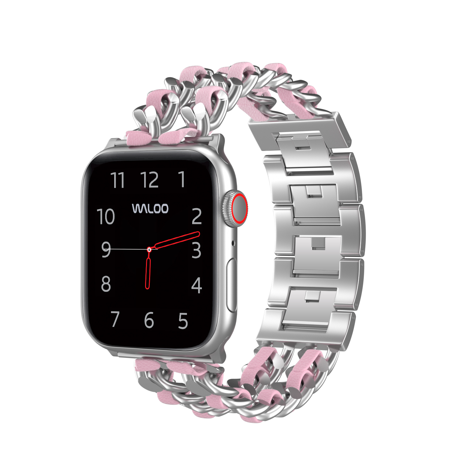 Looped Leather Band for Apple Watch - 38/40/41MM - Silver/Pink