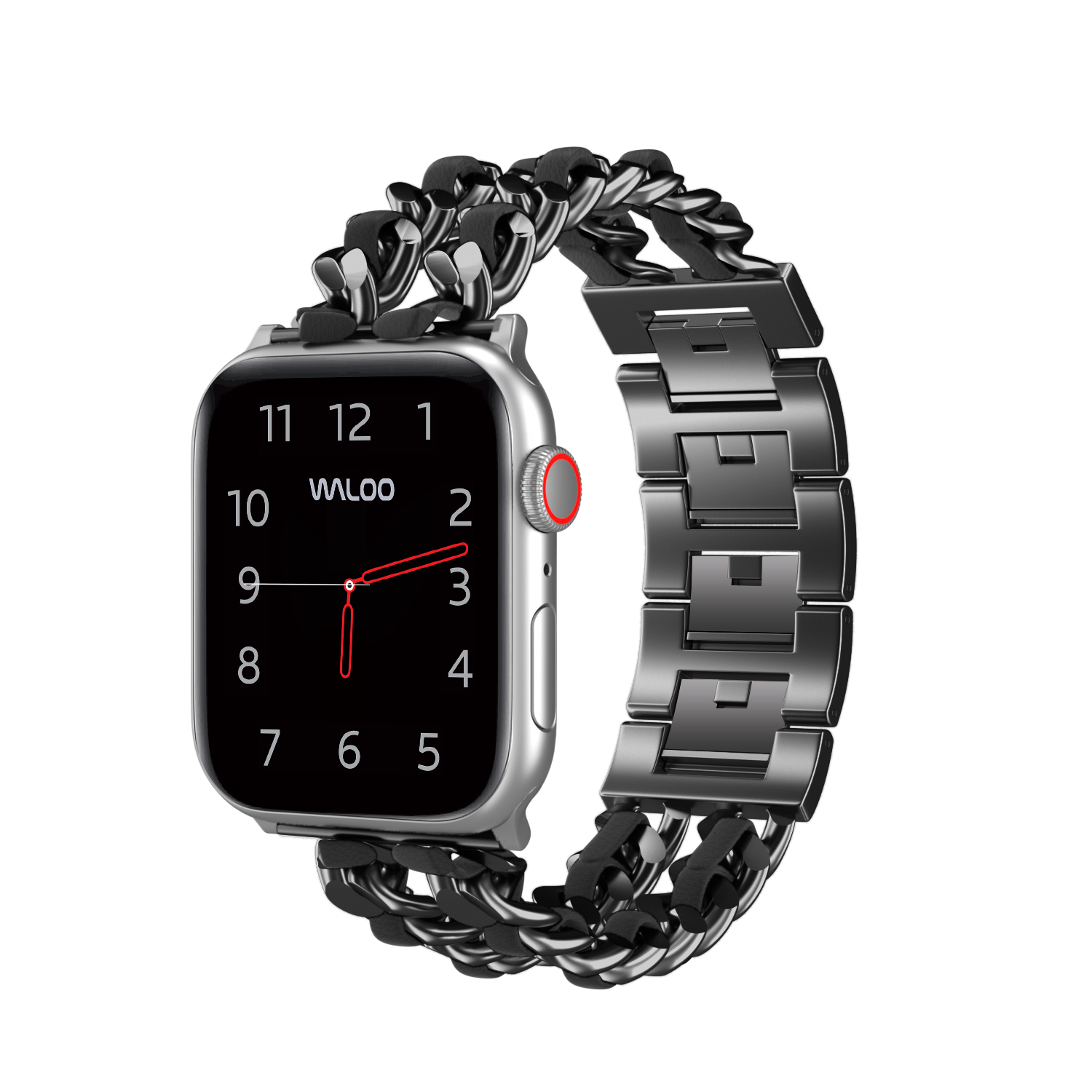 Looped Leather Band for Apple Watch - 42/44/45MM - Black/Black