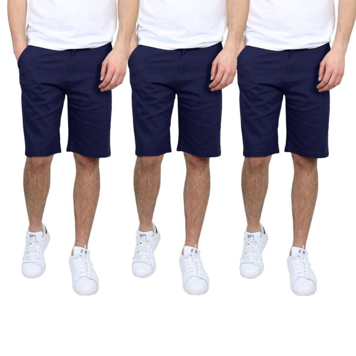 Men's Cotton Stretch Slim Fit Chino Shorts (3-Pack) - (3Pack) - J/MSB - NV-NV-NV - 28