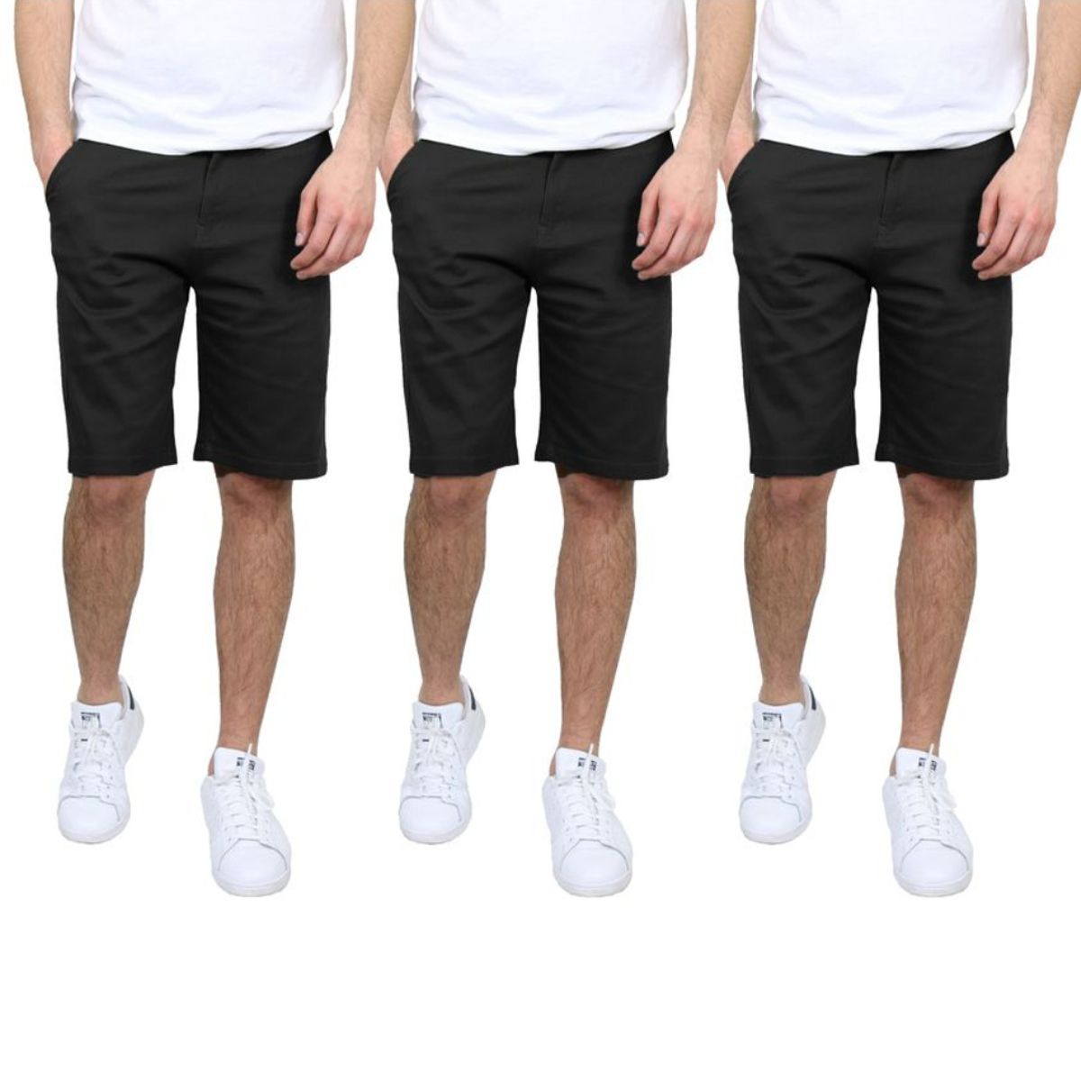 Men's Cotton Stretch Slim Fit Chino Shorts (3-Pack) - (3Pack) - J/MSB - BK-BK-BK - 28