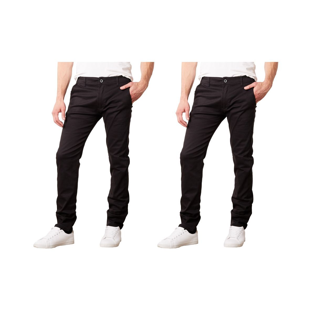 Men's Slim-Fit Cotton Stretch Chino Pants - J/MSTP-850 / BK-BK / 34