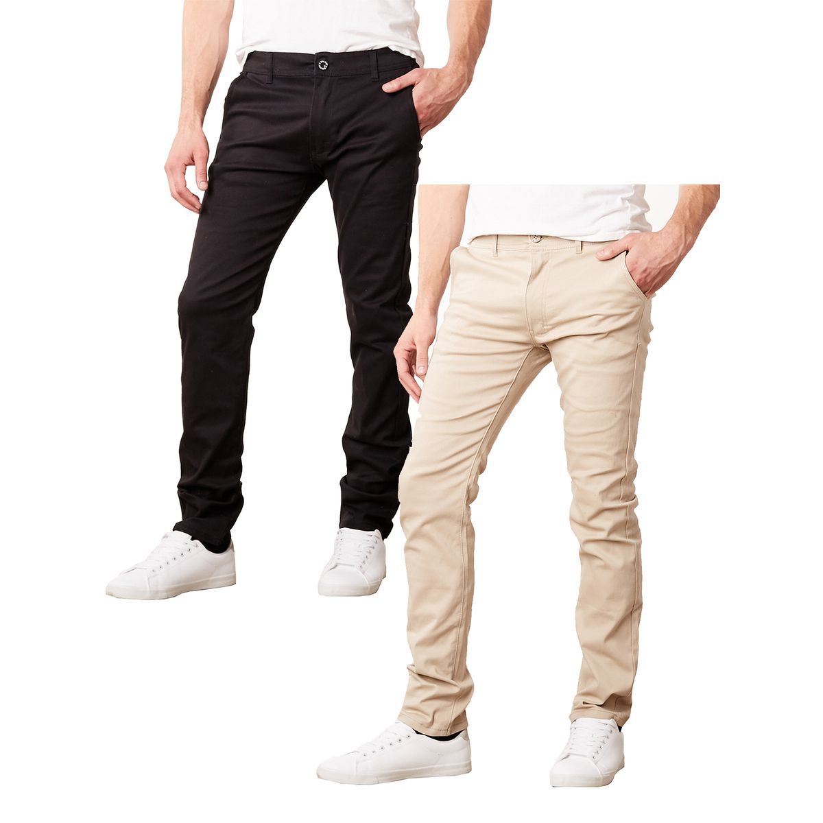 Men's Slim-Fit Cotton Stretch Chino Pants - J/MSTP-850 / BK-KK / 34