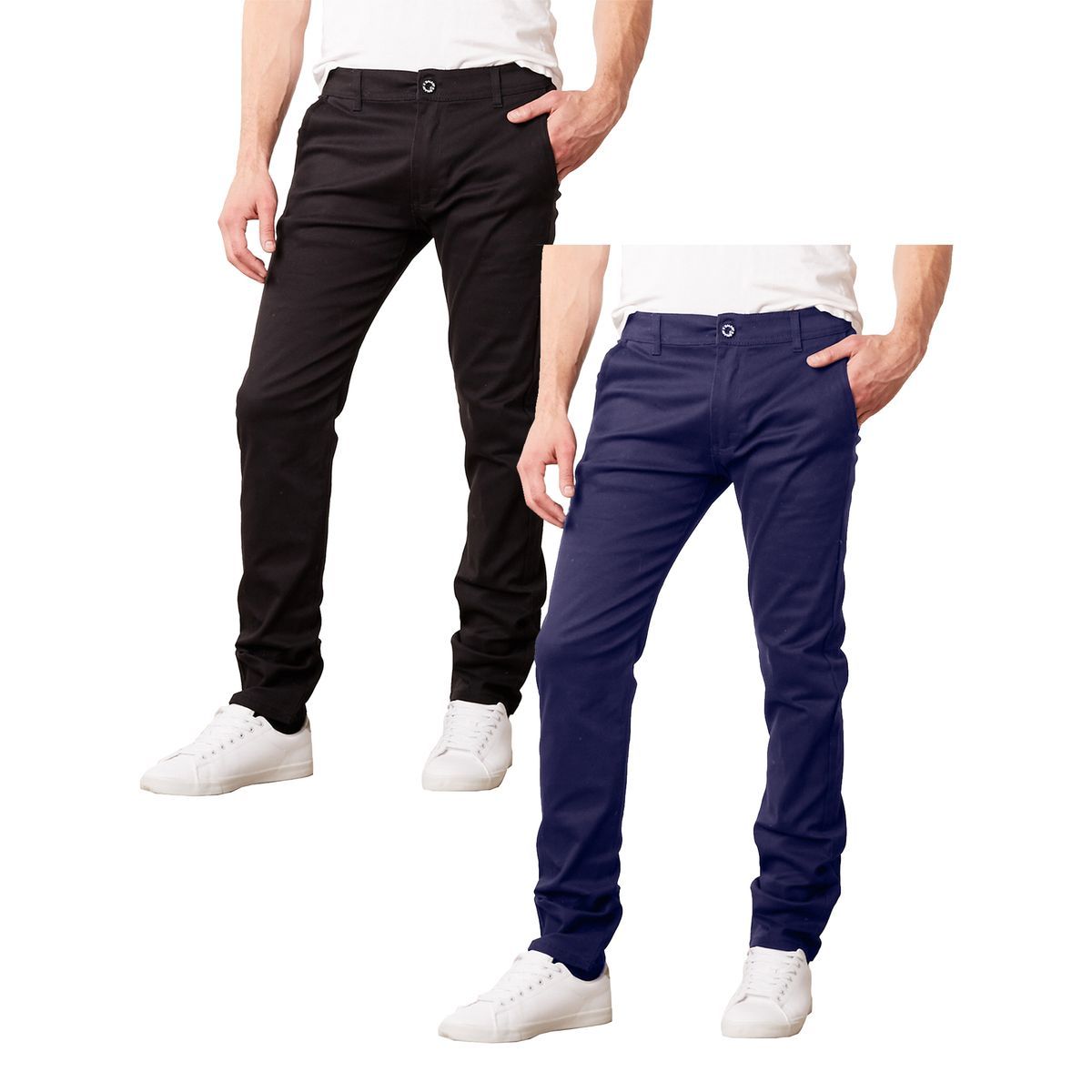 Men's Slim-Fit Cotton Stretch Chino Pants - J/MSTP-850 / BK-NV / 34