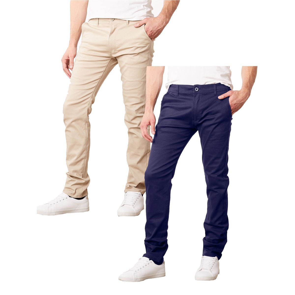 Men's Slim-Fit Cotton Stretch Chino Pants - J/MSTP-850 / KK-NV / 34