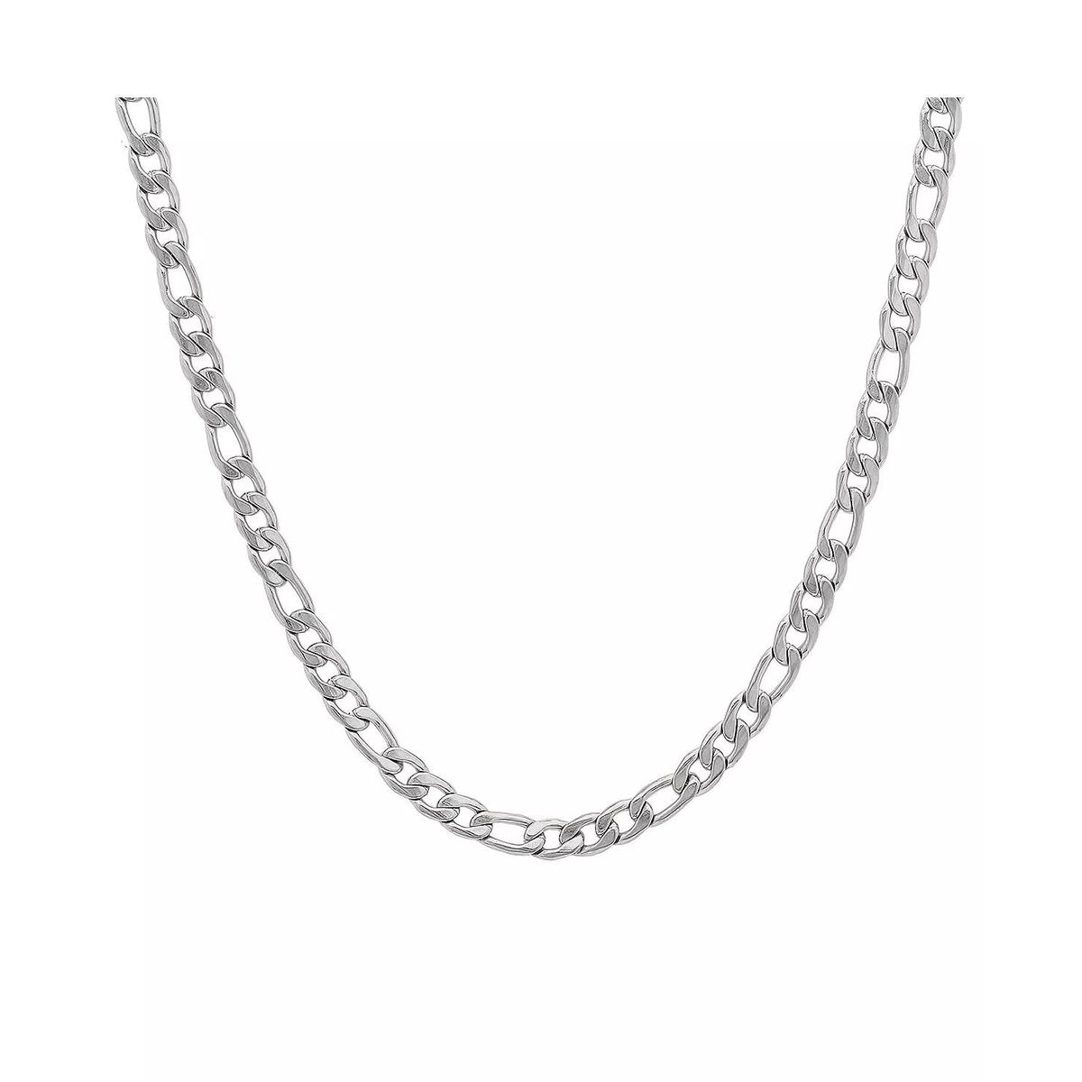 Men's Stainless Steel Figaro Chain Link Necklace - 28 INCH