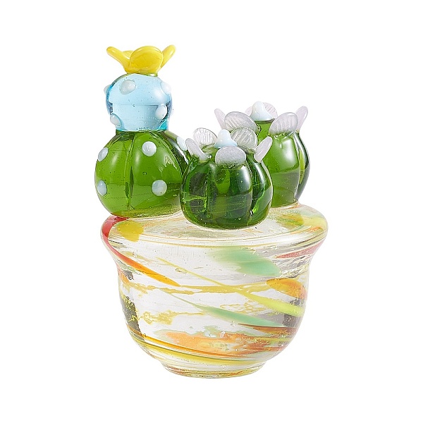 Mini Art Cactus Glass Figurines Blown Glass Art Figurines Cute Mini Cactus Collectibles Home Table Decoration Ornament Mock Plant