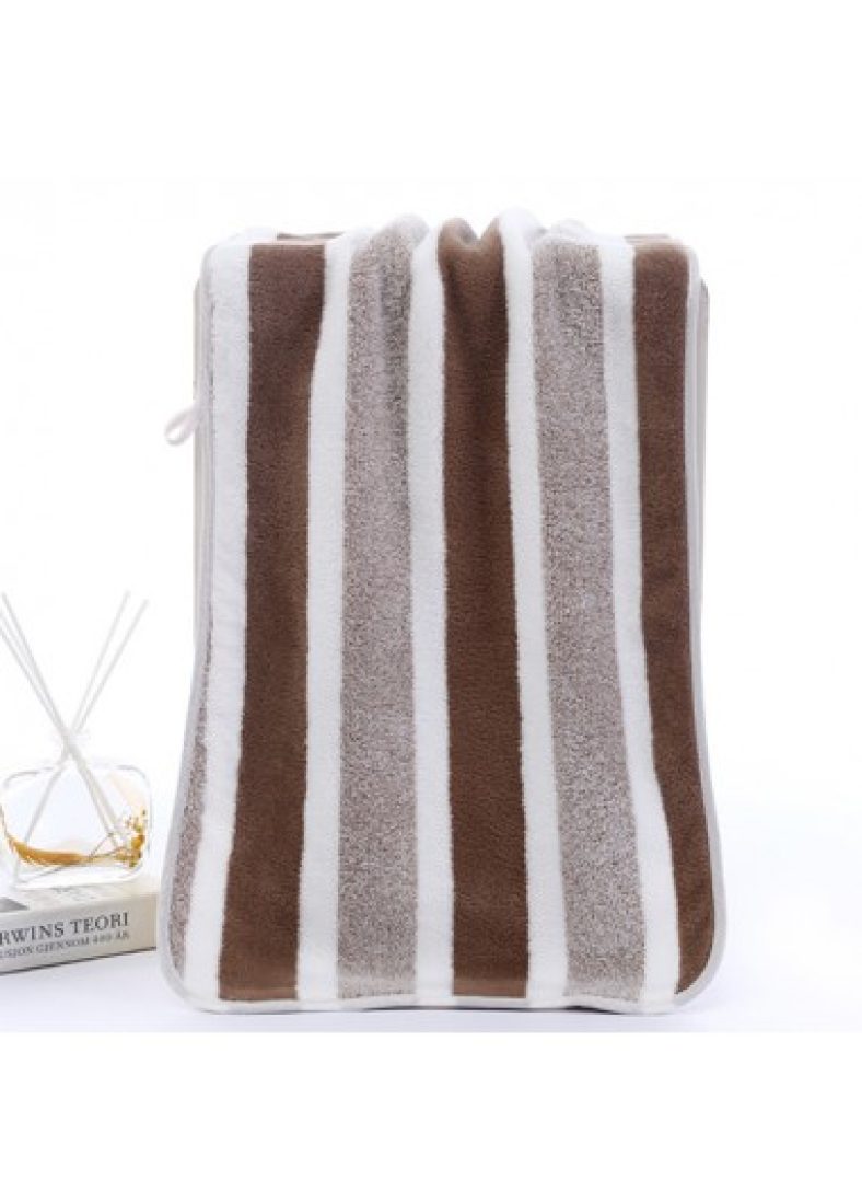Modlily Bath Towels Dark Coffee Striped Contrast Bath Towel – One Size