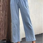 Modlily Light Blue Pocket Drawastring High Waisted Pants – L