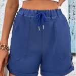 Modlily Navy Pocket Drawastring High Waisted Shorts – 2XL