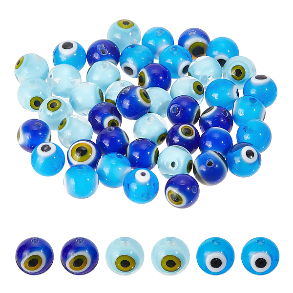 Nbeads 48 pz 3 colori fatti a mano malocchio lampwork perline rotonde