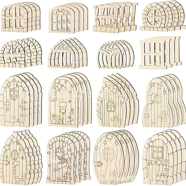 Ornements de figurines de porte de fée en bois