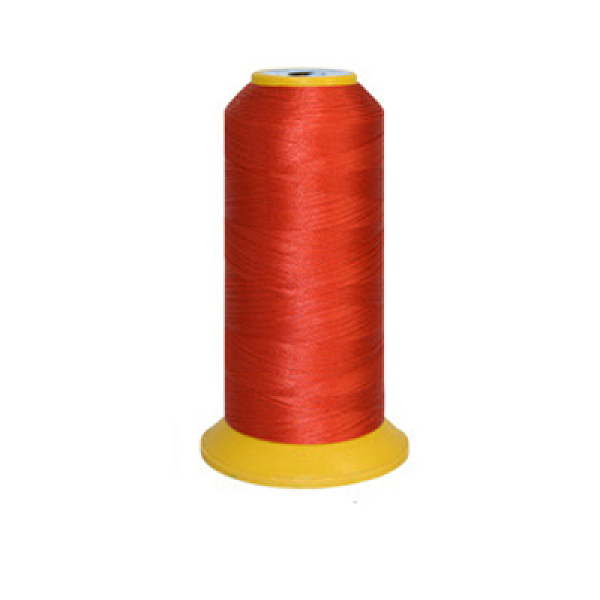 PandaHall 150D/2 Machine Embroidery Thread, Nylon Sewing Thread, Elastic Thread, Orange Red, 12x6.4cm, about 2200m/roll Nylon Red